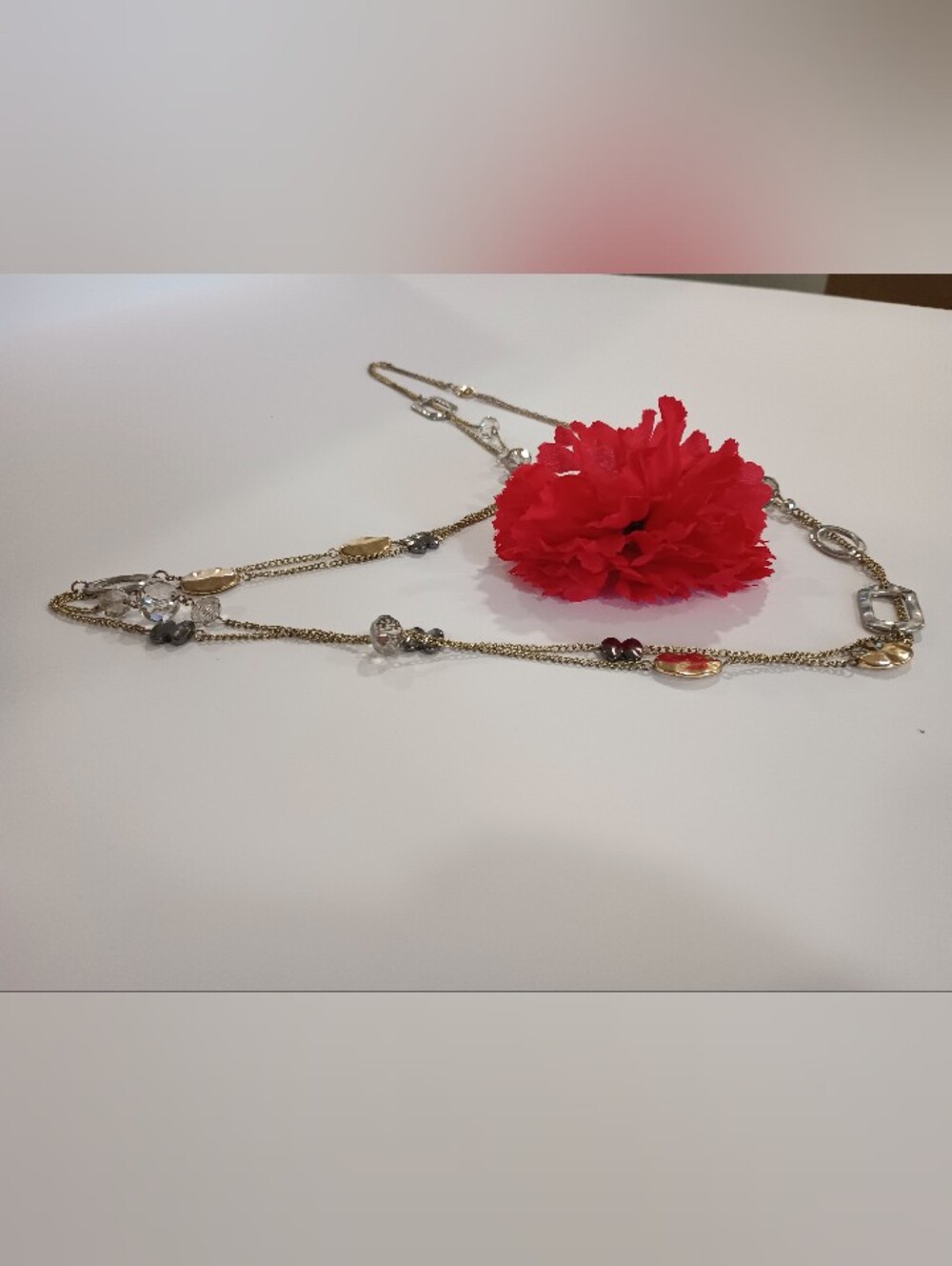 Gold Necklace with Gold, Black and Clear Accessories